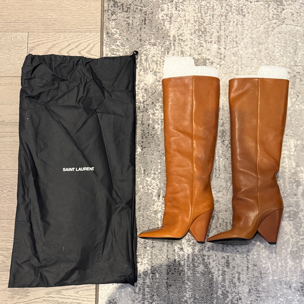 Saint Laurent Niki Knee High Boots - Cognac